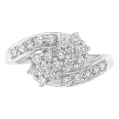 Bague grappe de diamants de 7/8 carats en or blanc 14 carats
