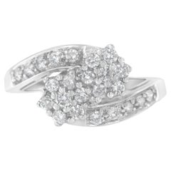 14K White Gold 7/8 Carat Diamond Cluster Ring Band