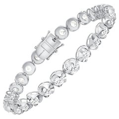14k White Gold 7 Carat Round Diamond Illusion Setting Tennis Bracelet