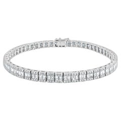 Bracelet en or blanc 14 carats avec diamants baguettes et ronds de 3,25 carats pour elle