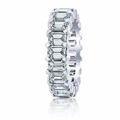 14K White Gold 7.00cttw Emerald Cut Diamond Eternity Band