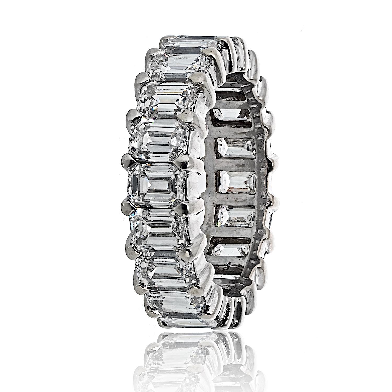 Taille émeraude Bracelet éternité en or blanc 14K avec diamant taille émeraude 7.00cttw en vente