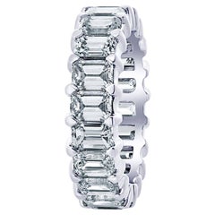 Bracelet éternité en or blanc 14K avec diamant taille émeraude 7.00cttw