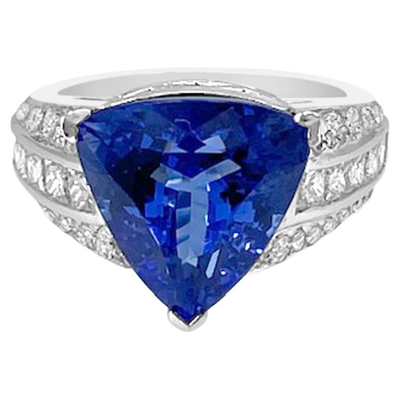 14K White Gold 7.06cts Tanzanite and Diamond Ring. Style# R1663 For Sale