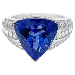 14K White Gold 7.06cts Tanzanite and Diamond Ring. Style# R1663