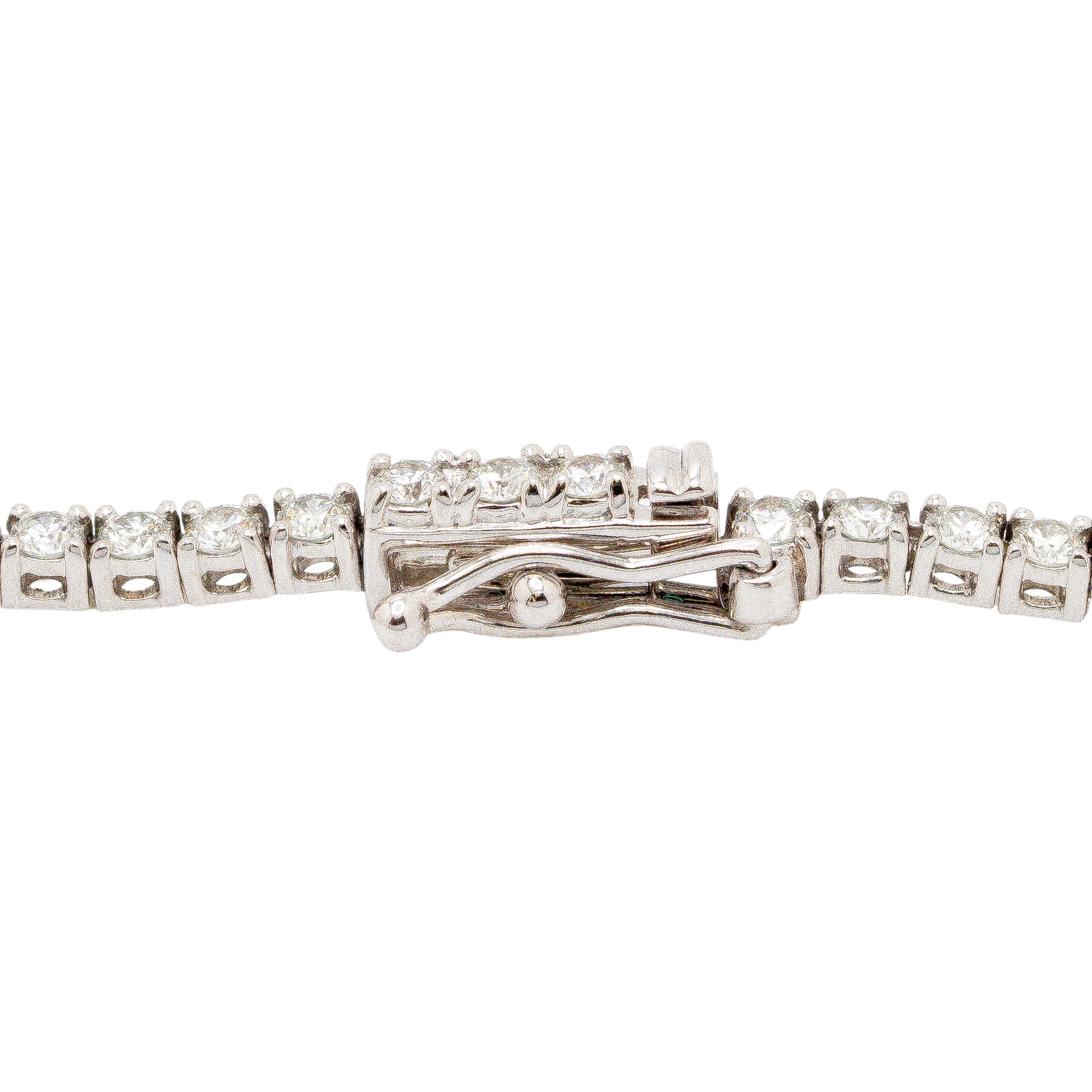 Collier tennis en or blanc 14 carats avec diamants ronds brillants naturels de 7,08 carats Unisexe en vente