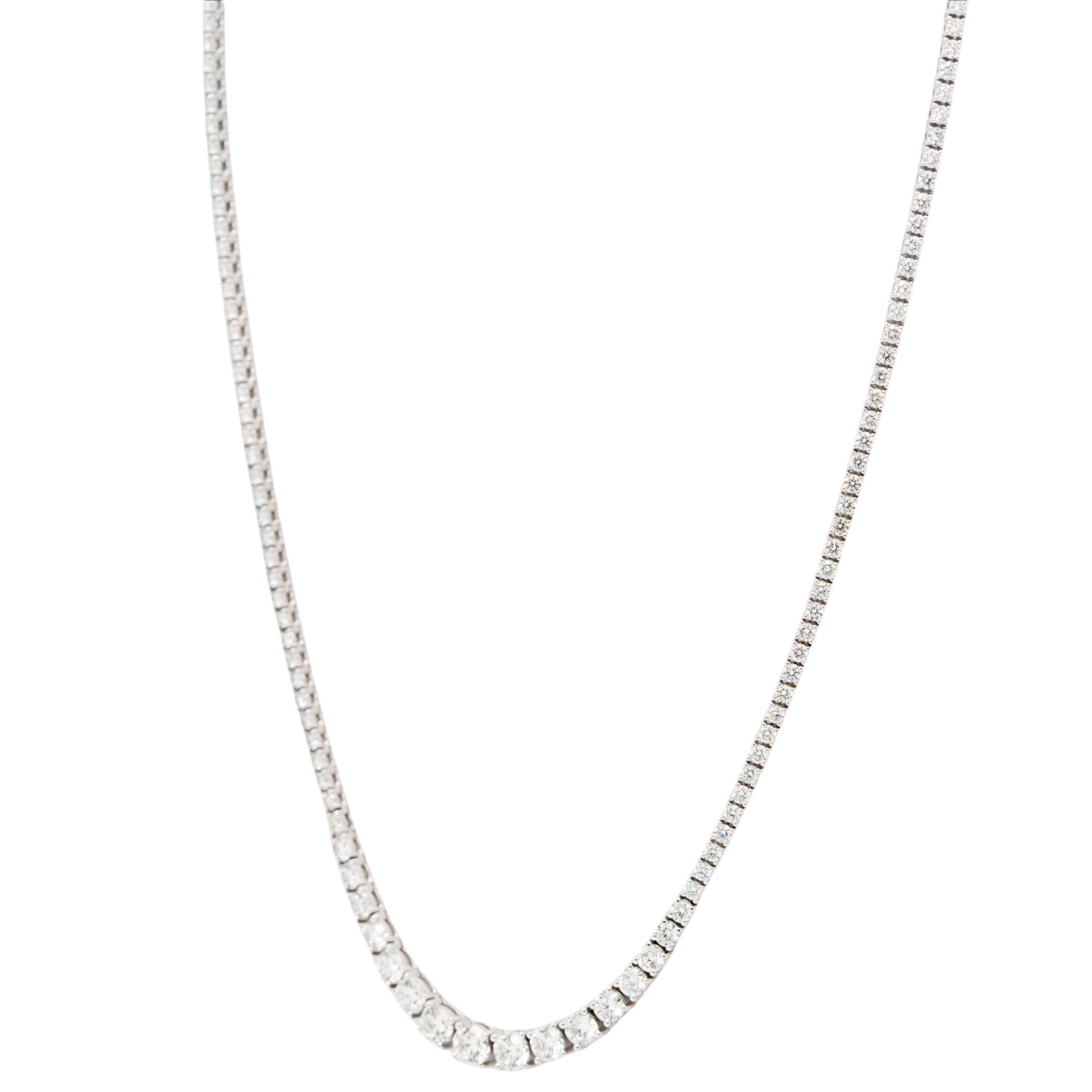 Collier tennis en or blanc 14 carats avec diamants ronds brillants naturels de 7,08 carats Neuf - En vente à Boca Raton, FL