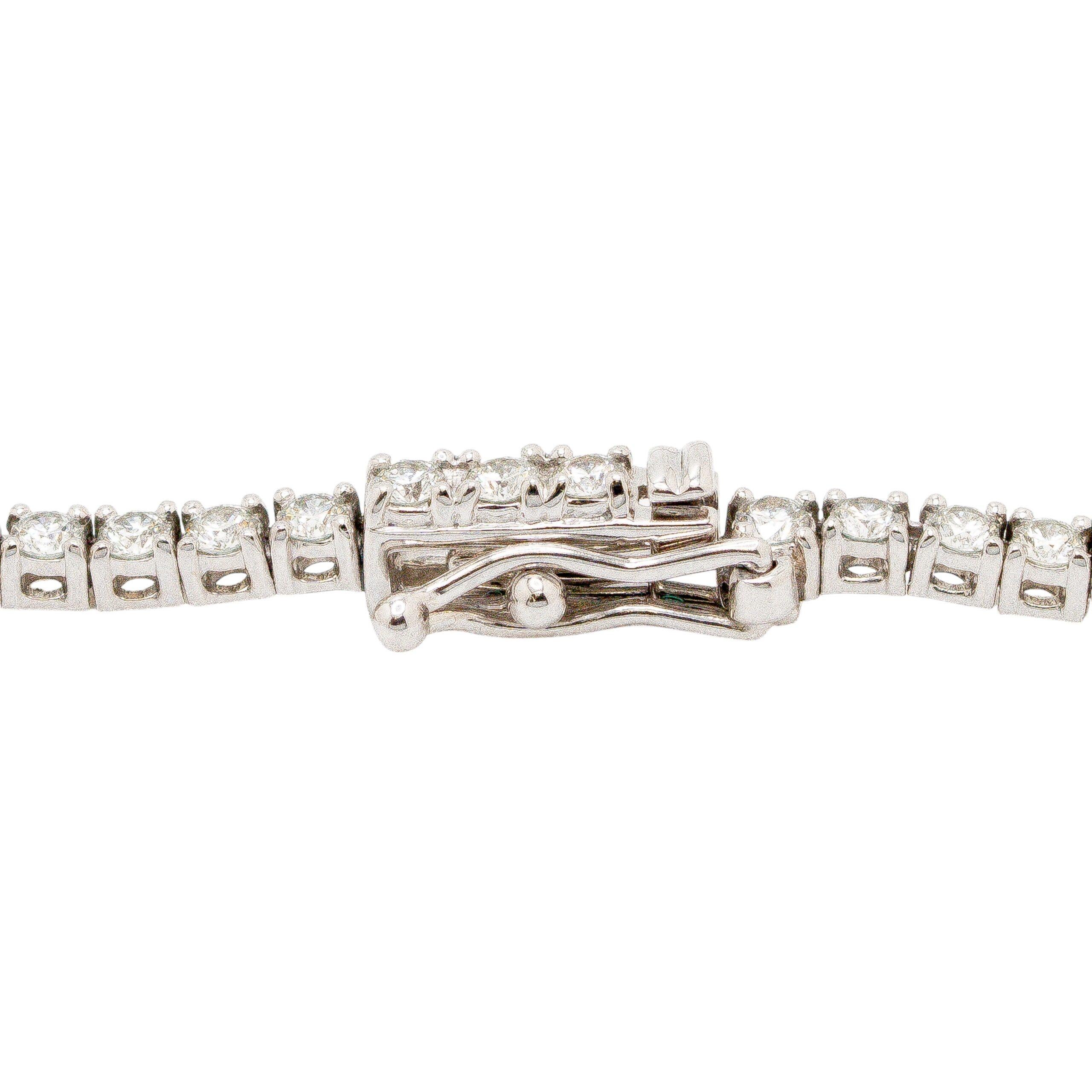 Collier tennis en or blanc 14 carats avec diamants ronds brillants naturels de 7,08 carats en vente 2