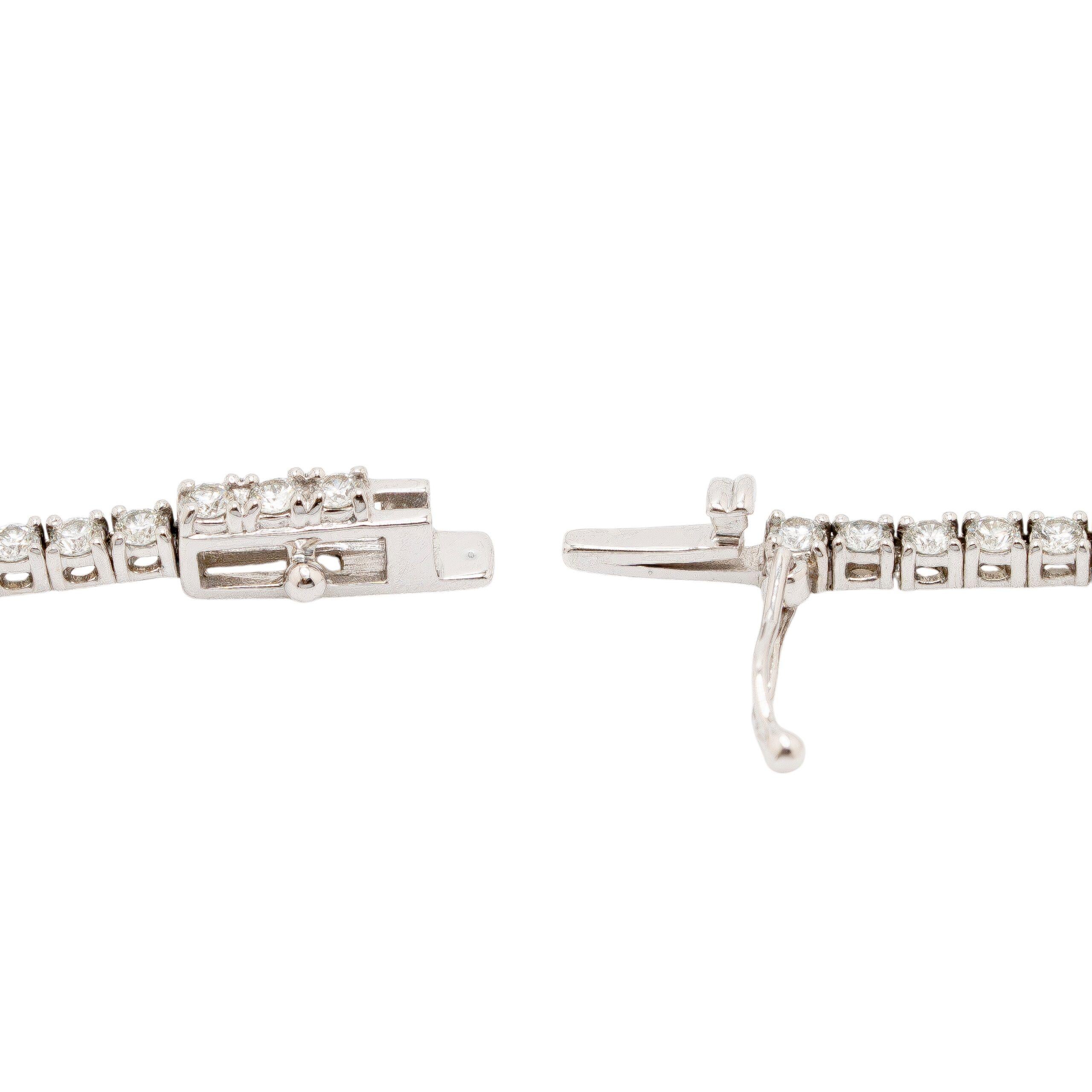 Collier tennis en or blanc 14 carats avec diamants ronds brillants naturels de 7,08 carats en vente 3
