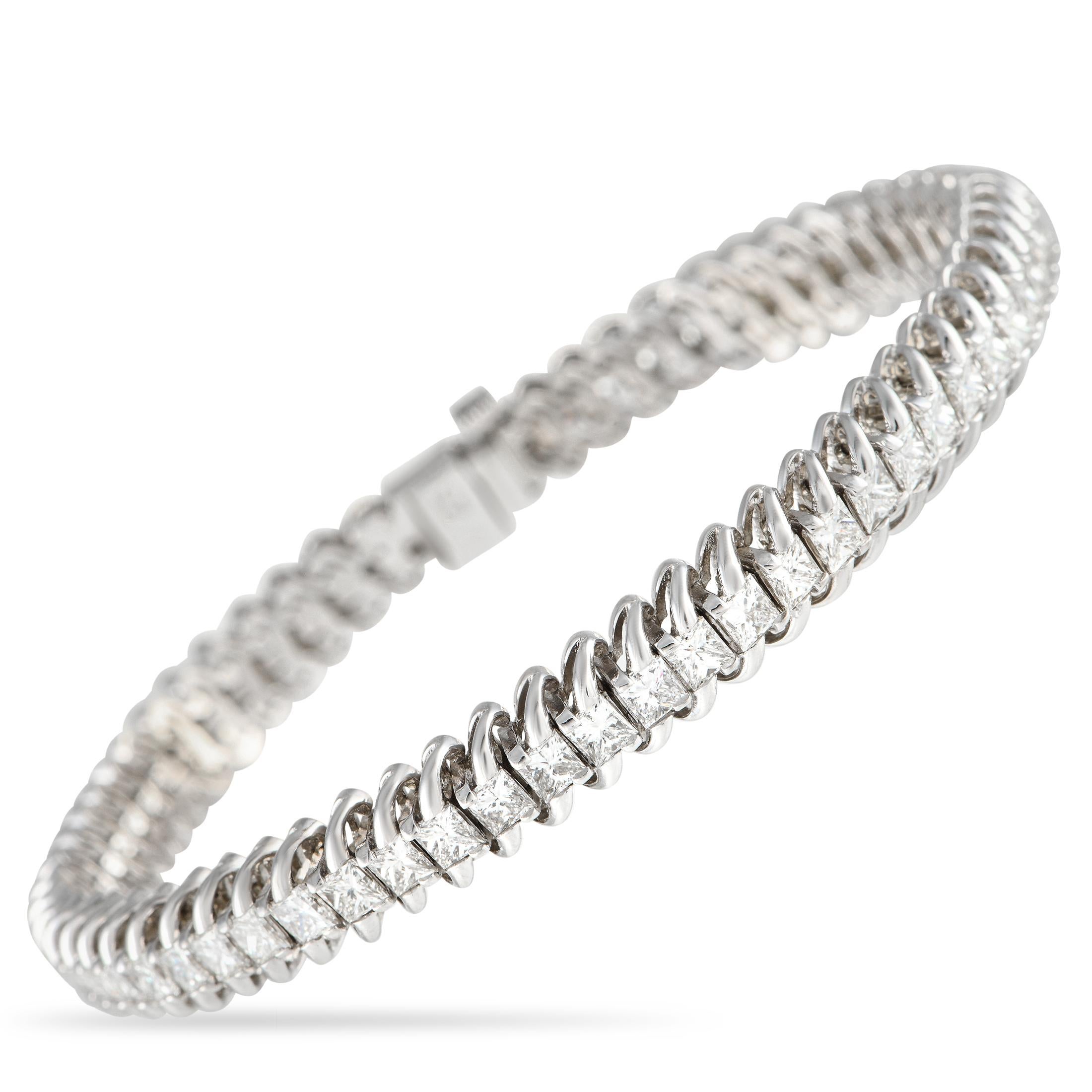 14K White Gold 7.0ct Diamond Bracelet In Excellent Condition For Sale In Southampton, PA