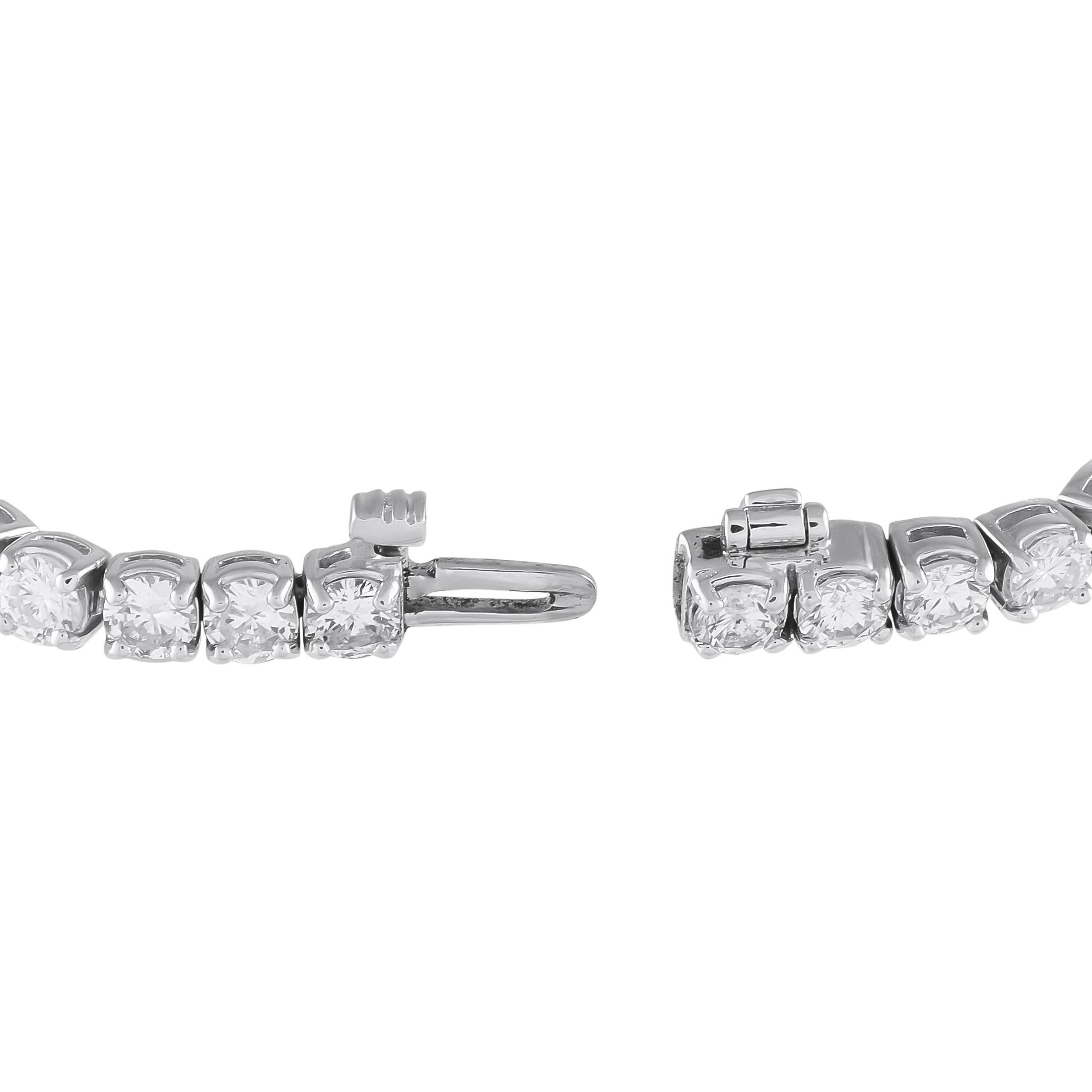 Round Cut 14K White Gold 7.29ct Diamond Tennis Bracelet For Sale
