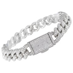 Pulsera de eslabones cubanos de oro blanco de 14 quilates y 7,30 ct de diamantes MF08-070225