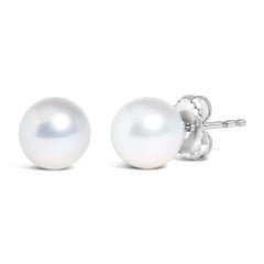 14K White Gold 7.5-8MM Cultured Freshwater Pearl Solitaire Stud Earrings