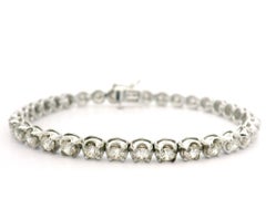 14k White Gold 7.5ct Large Round Illusion Set Fiery Diamond Line Tennis Bracelet