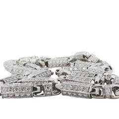 Collier à maillons en or blanc 14 carats, orné d'un diamant rond taille brillant de 76,26 carats, longueur : 32 pouces