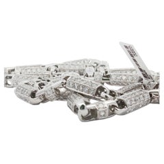 14K White Gold 76.26ct Round Brilliant Diamond Link Necklace, 32" Long