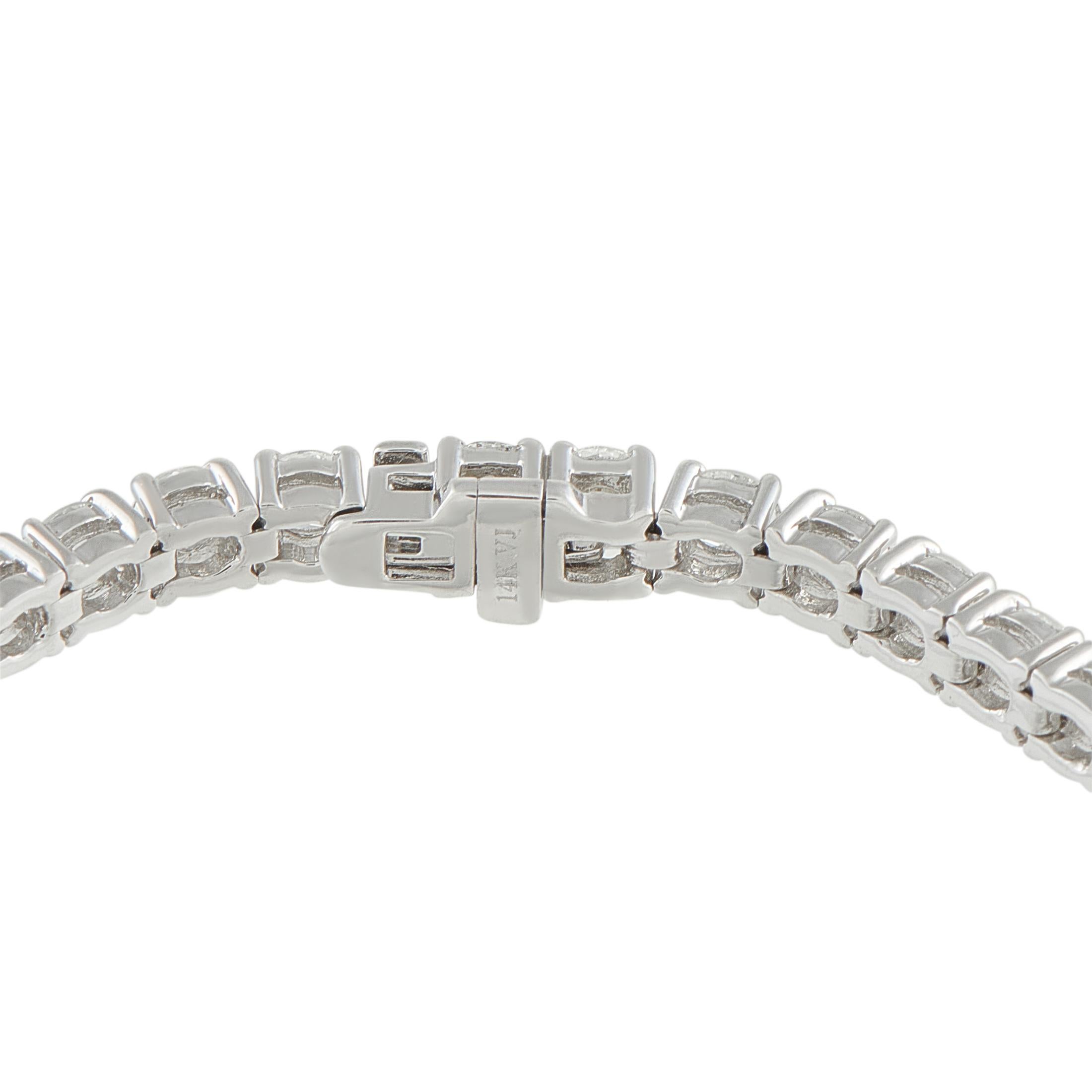 14K White Gold 7.70ct Diamond Tennis Bracelet MF01-111325 Corte redondo en venta