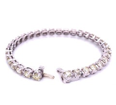 14k White Gold 7.90 Carat Round-Cut Diamond Illusion Set Tennis Bracelet