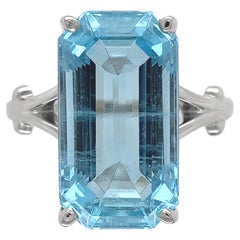 14K Weißgold 7,92 Karat Aquamarin Ring Größe 8