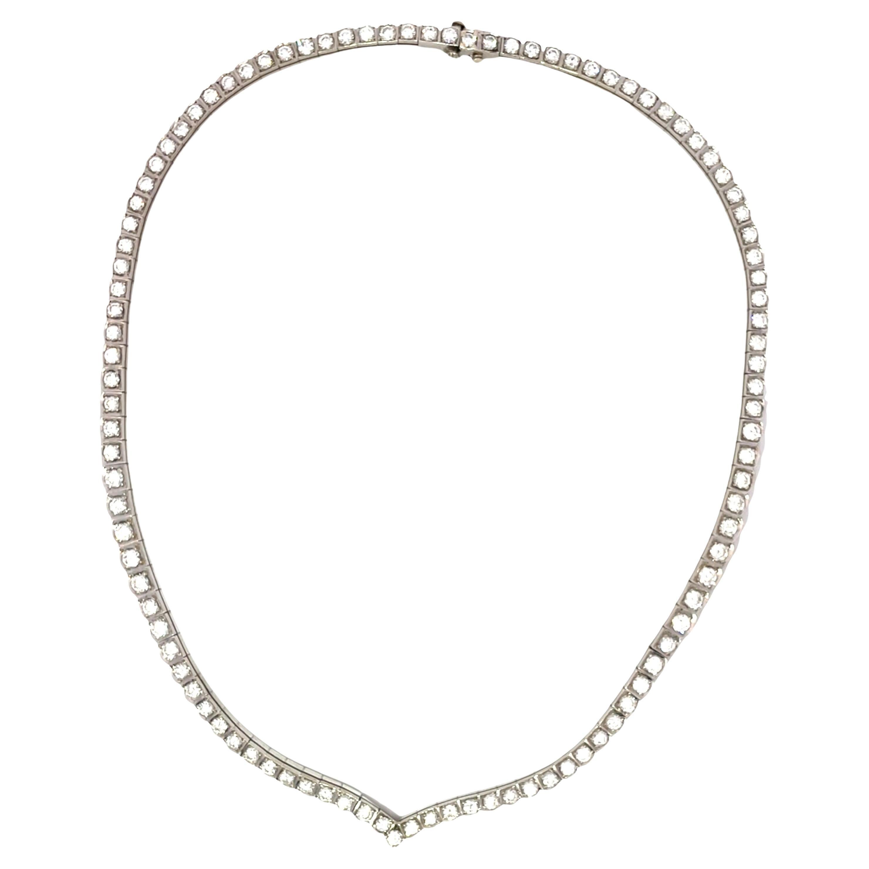 14K White Gold 7ctw Brilliant-Cut Diamond Enhancer Necklace For Sale