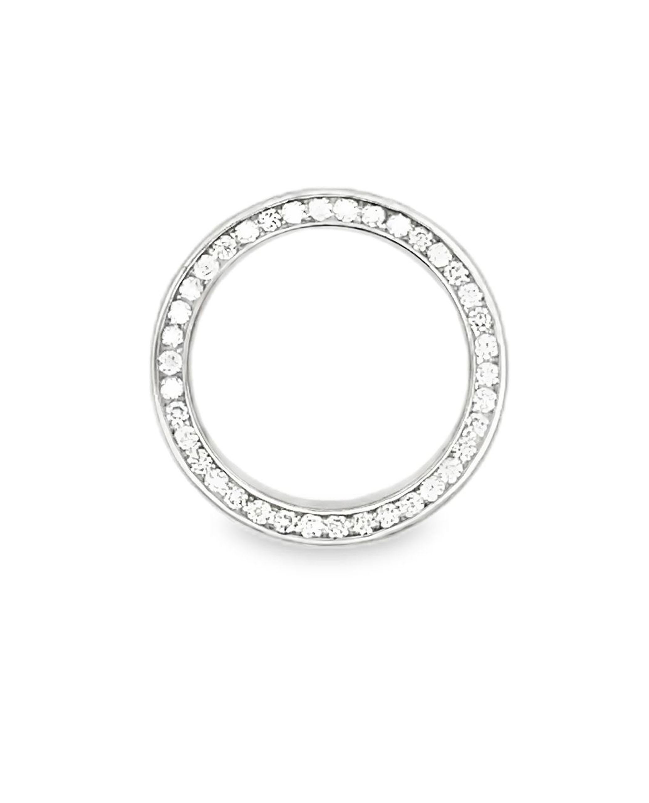 Contemporary 14K White Gold 7mm Wide Diamond Eternity Band- Size 10.5 For Sale