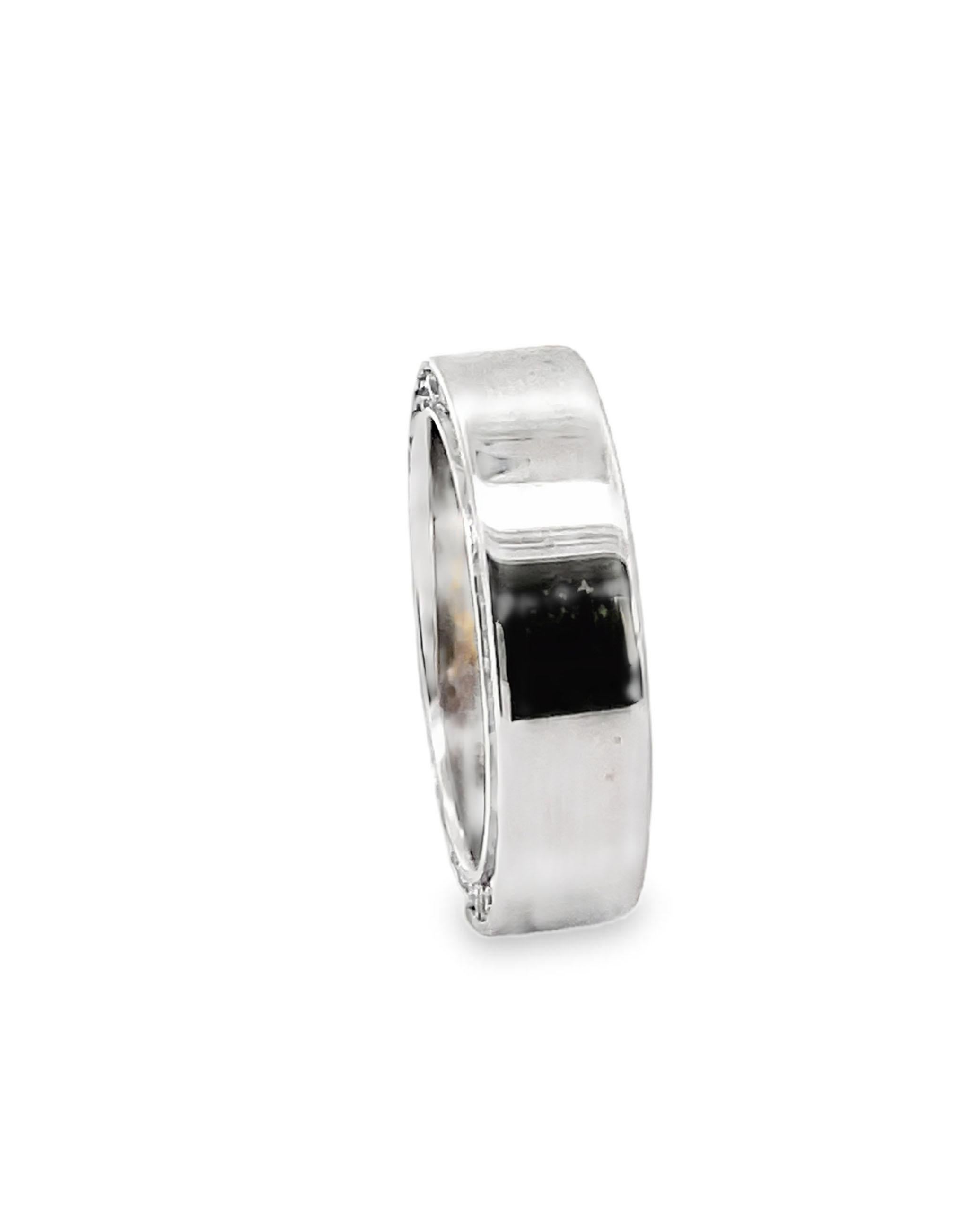 Round Cut 14K White Gold 7mm Wide Diamond Eternity Band- Size 10.5 For Sale