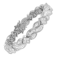 Bracelet tennis en or blanc 14 carats avec diamants de 8 1/5 carats