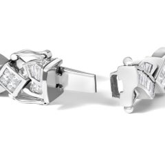 14K White Gold 8 1/5 Cttw Diamond Geometric Link Twist Tennis Bracelet