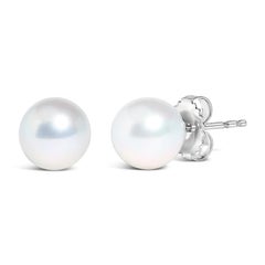 14K White Gold 8-8.5MM Cultured Freshwater Pearl Solitaire Stud Earrings
