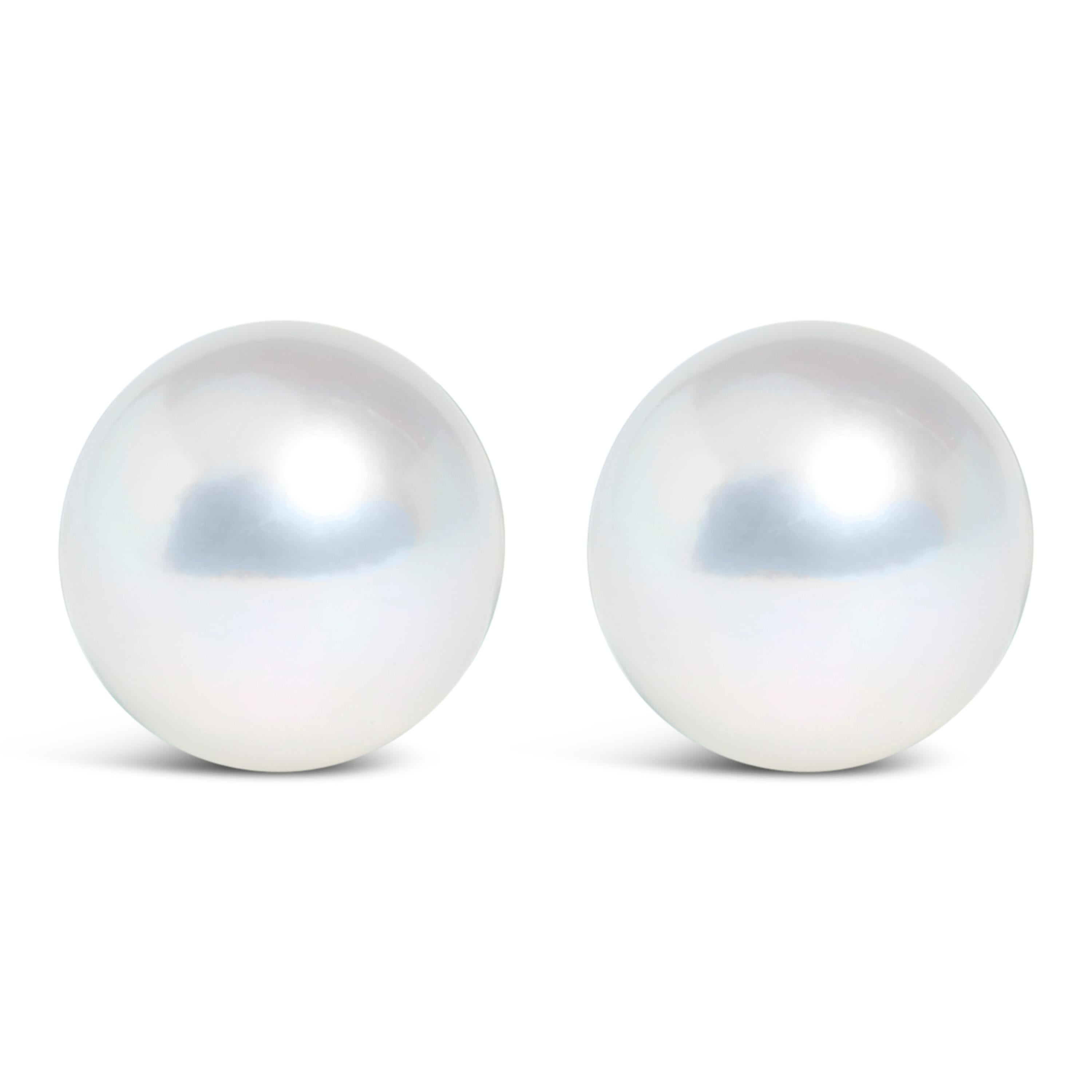 Contemporain 14K White Gold 8-8.5MM Cultured Freshwater Pearl Solitaire Stud Earrings en vente