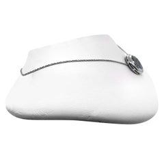 14 Karat White Gold .80 Carat Sapphire, Onyx and Diamond Necklace