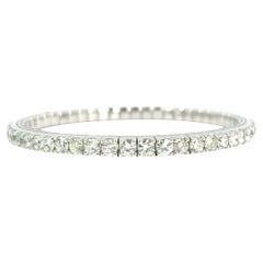 14k White Gold 8.24ctw Natural Round Brilliant Diamond Flexible Bangle Bracelet