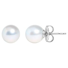 14K White Gold 8.5-9MM Cultured Freshwater Pearl Solitaire Stud Earrings
