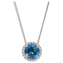 14k White Gold 8.52ct Topaz and Diamond Pendant Necklace