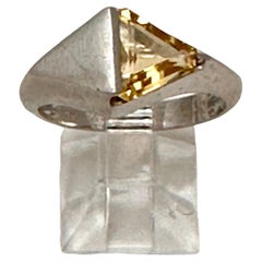 14k Weißgold 8mm x 9mm Dreieckiger Citrin Ring Größe 8