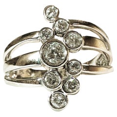 14k White Gold .50 Carat Brilliant Cut Diamond Cluster Ring Size 7