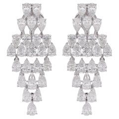 14k White Gold 9.05 Carat Pear Cut Diamond Statement Drop Earrings