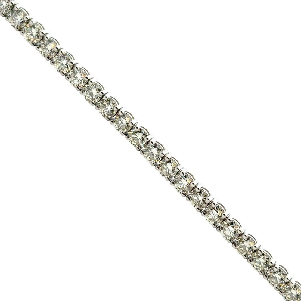 14k White Gold 9.45ctw Natural Diamond Tennis Bracelet (Rundschliff) im Angebot