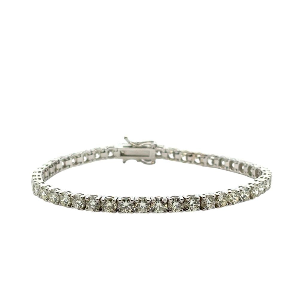 14k White Gold 9.45ctw Natural Diamond Tennis Bracelet im Angebot 1