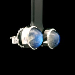 14k Weißgold 9,4mm Labradorit Lünette Ohrstecker w / große Schmetterling zurück