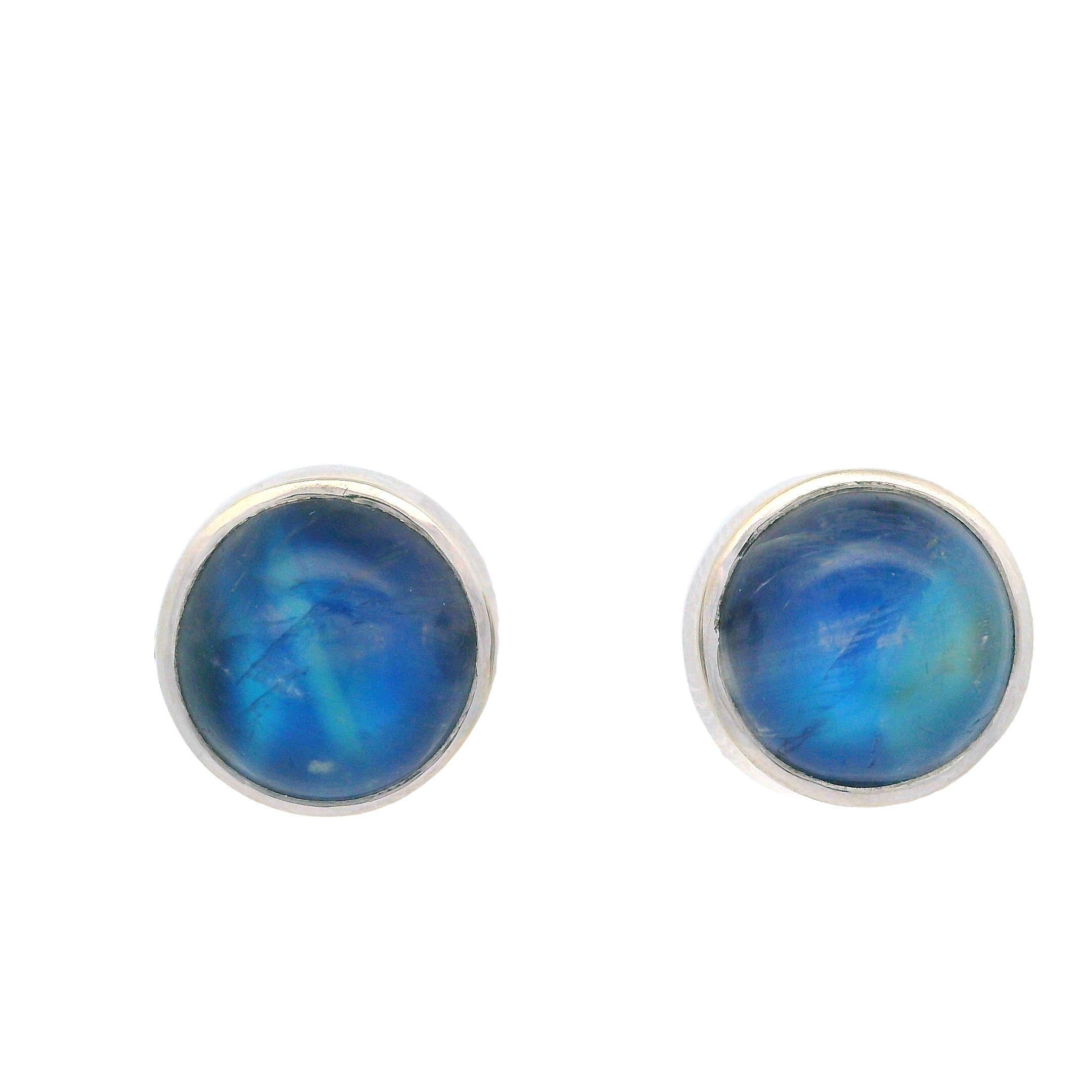 Orecchini con castone di labradorite in oro bianco 14k da 9,4 mm con grandi farfalle In condizioni ottime in vendita a Montclair, NJ