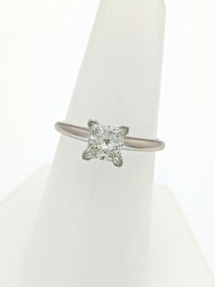 14 Karat White Gold .97 Carat Princess Cut Diamond Engagement Ring I1/I