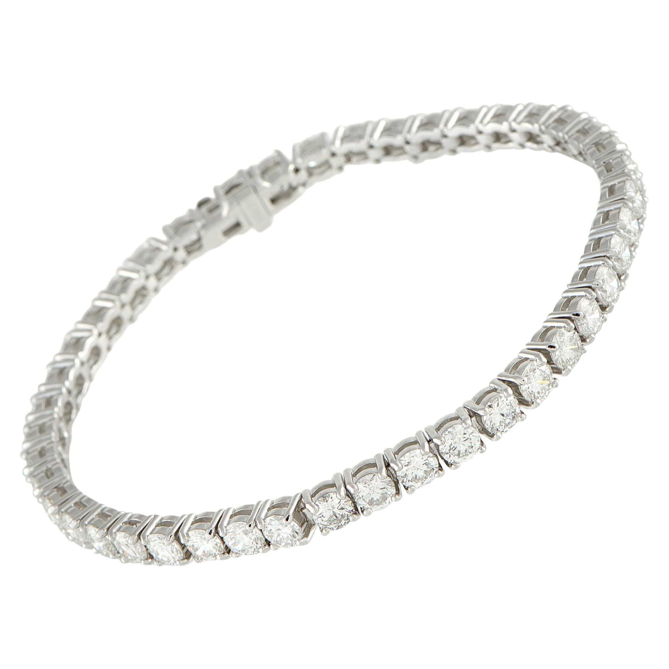 14K White Gold 9.80ct Diamond Tennis Bracelet MF03-111325