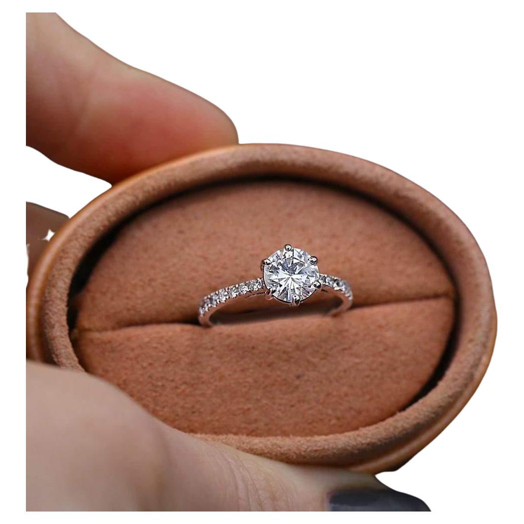 For Sale:  14k White Gold AGI Certified Engagement Ring with 1.50ct Diamonds