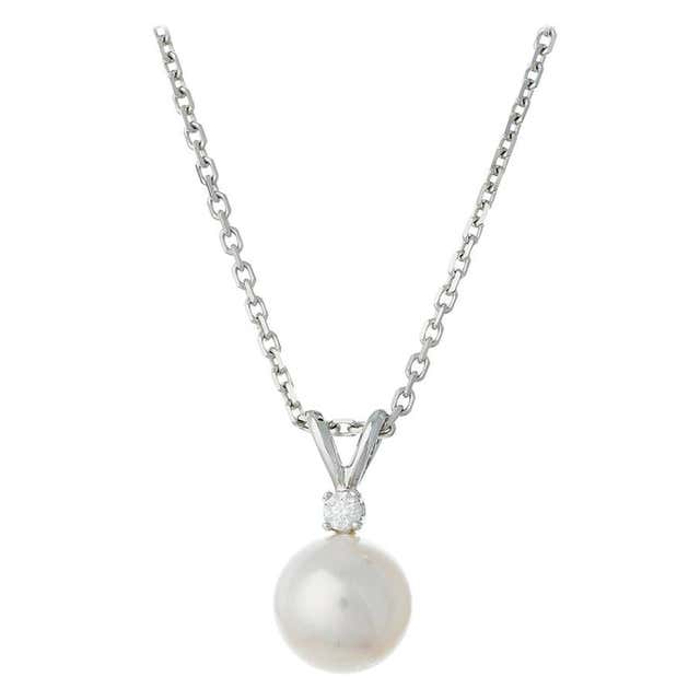 Oscar Collection White South Sea Pearl Diamond Pendant Necklace For ...