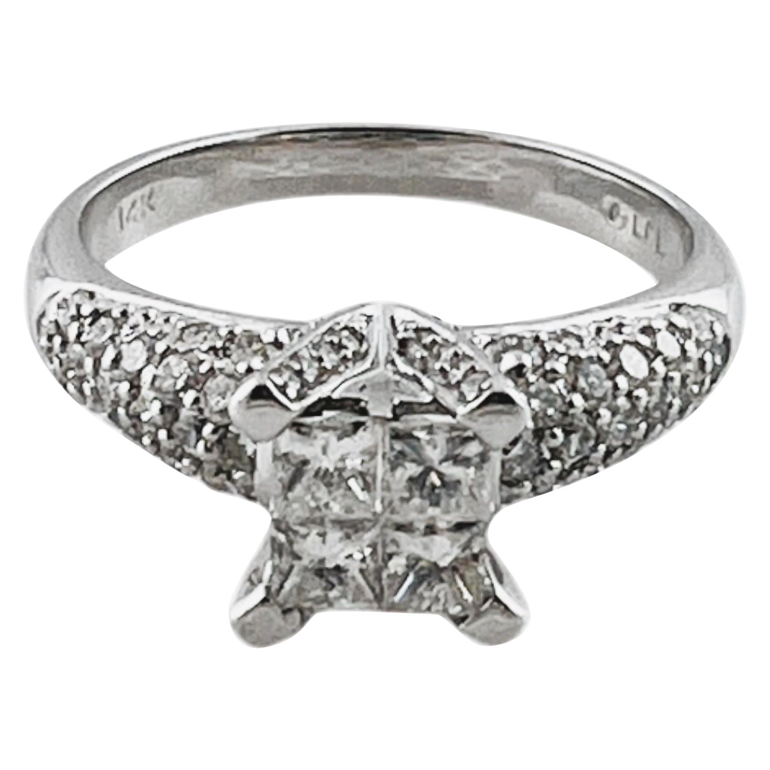 Anillo de compromiso de diamantes Alfred Levitt de oro blanco de 14 quilates talla 7 #16483 en venta
