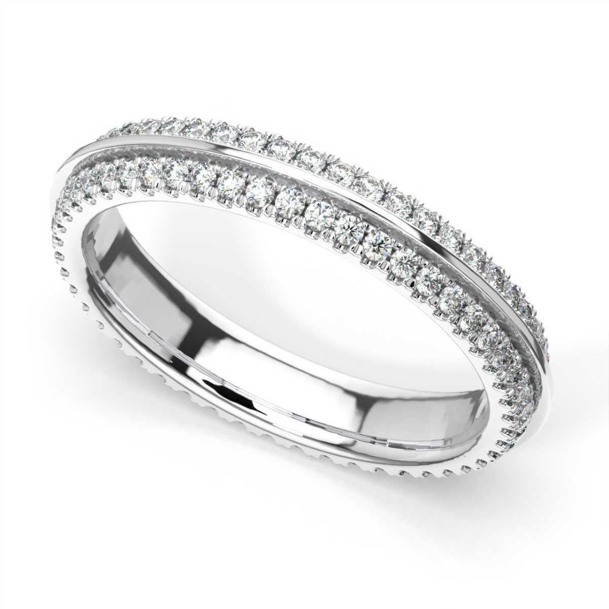 Taglio rotondo Anello a eternità con diamante Allier in oro bianco 14K '1/2 Ct. Tw' in vendita
