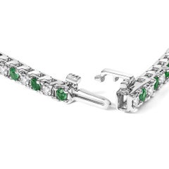 14K Weißgold Abwechselnd 1 1/2 Cttw Diamant und Smaragd Tennisarmband
