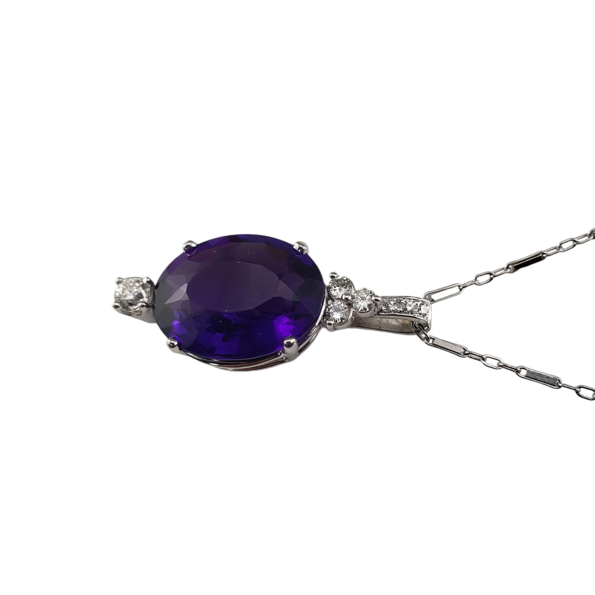 Contemporain Collier pendentif en or blanc 14 carats avec améthyste et diamant  #18549 en vente