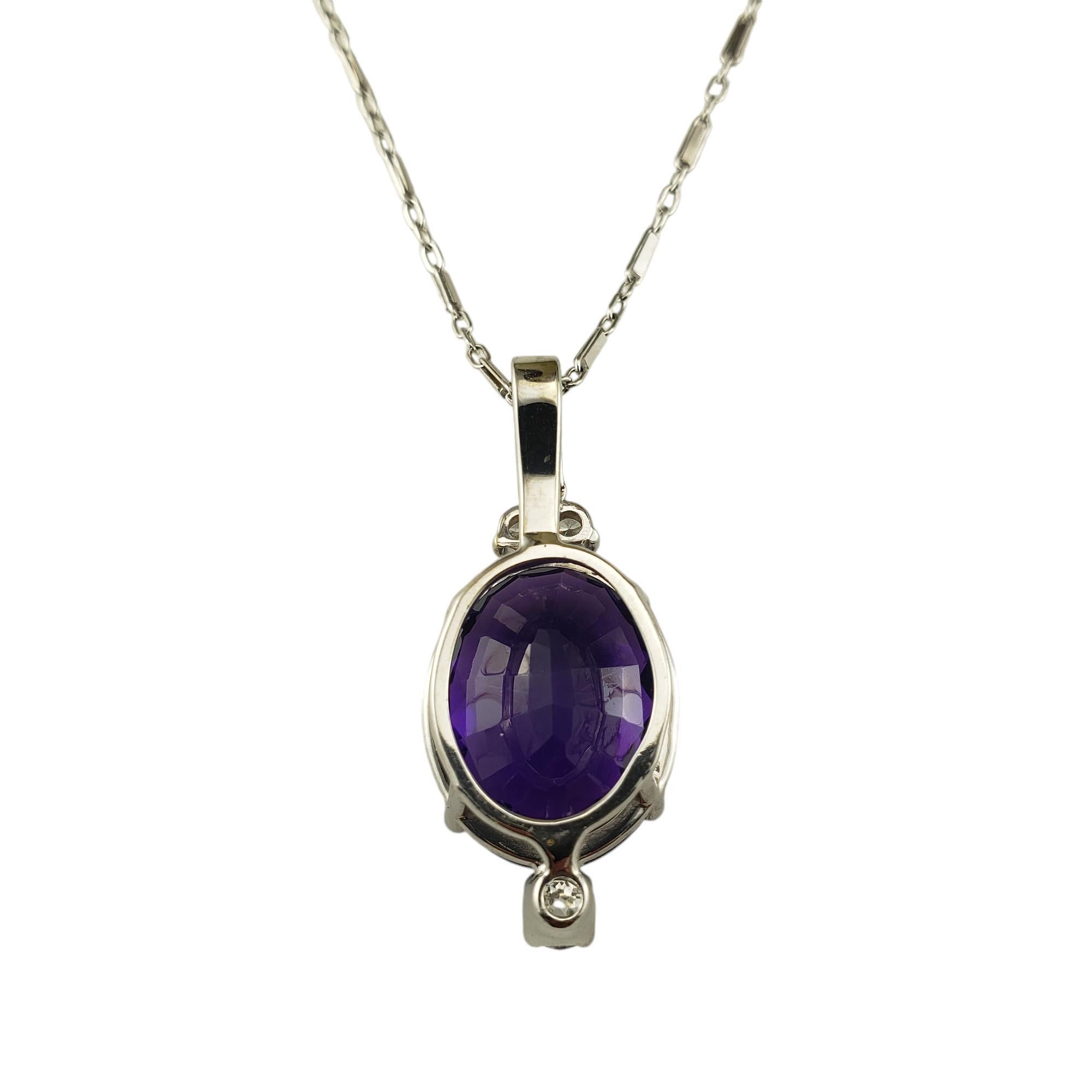 Collier pendentif en or blanc 14 carats avec améthyste et diamant  #18549 Bon état - En vente à Washington Depot, CT